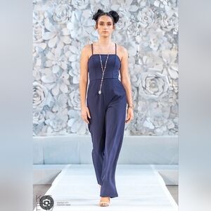 Alter’d State Navy Blue Jumpsuit Womens XS Spaghetti Strap Wide Leg Romper Dress